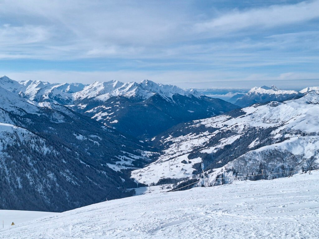 view of the alps from les contamines ski resort