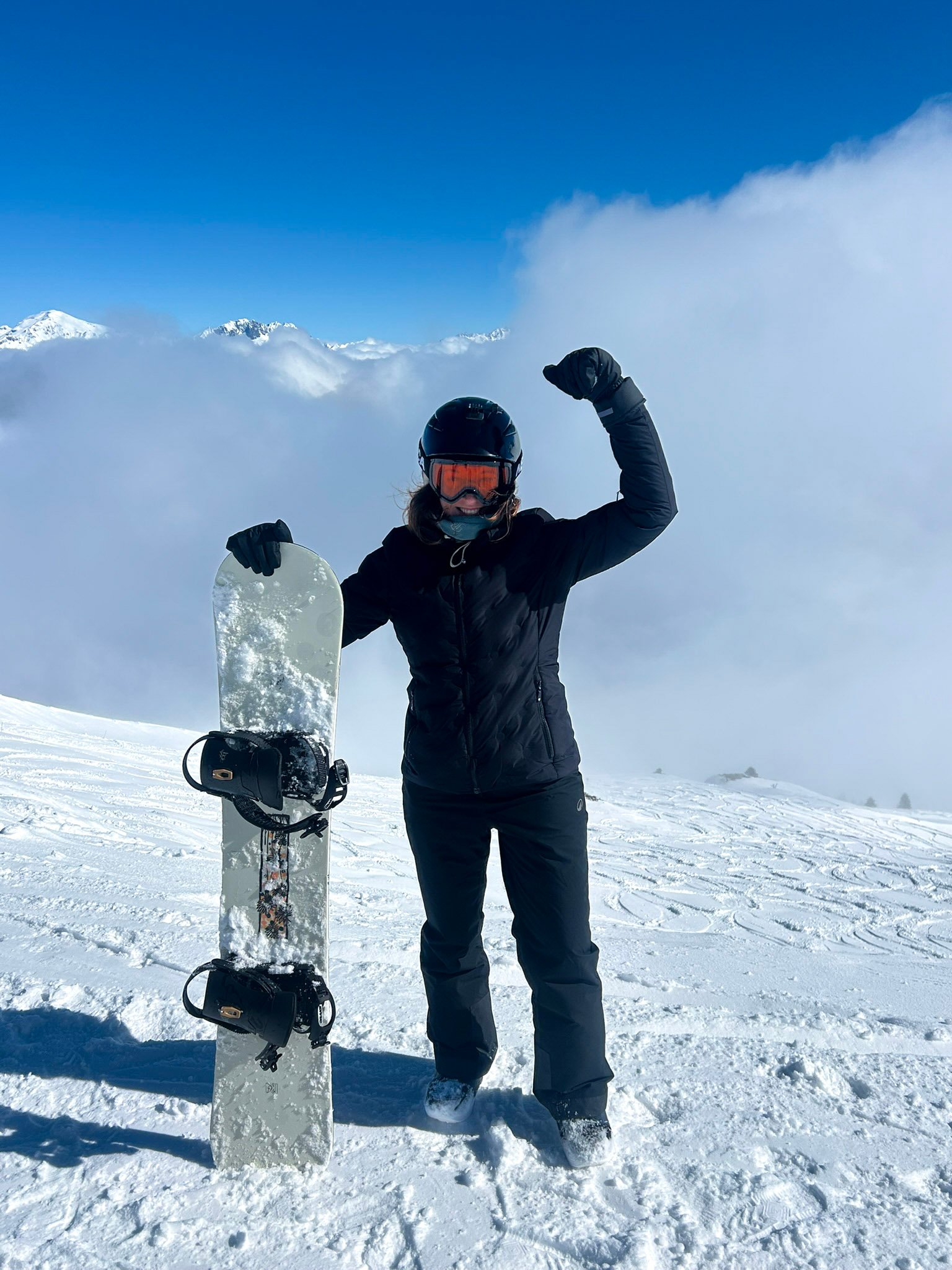 ines silva tavares learning how to snowboard in the alps